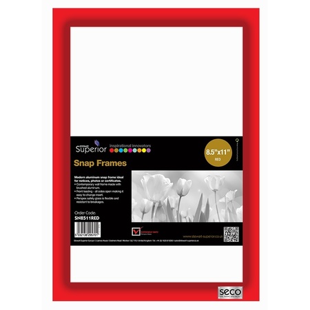 SECO Poster Snap Frame, 8.5" x 11", 1" Profile, Red SN8511RED